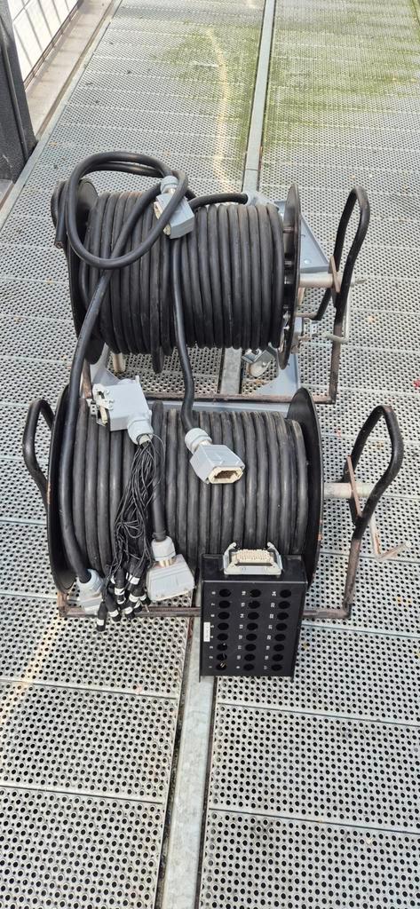 2x 50m tasker c324 multikabel op haspel + toebehoren, Audio, Tv en Foto, Professionele Audio-, Tv- en Video-apparatuur, Gebruikt