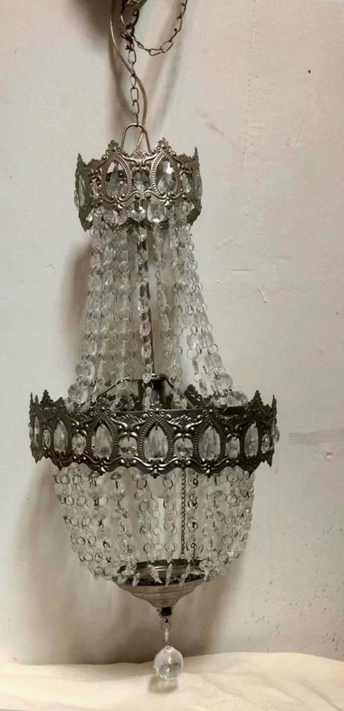 Vintage kristallamp Kroonluchter Venetië style hallamp vinta, Huis en Inrichting, Lampen | Kroonluchters, Gebruikt, Glas, Metaal