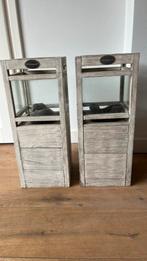 Twee windlichten., Huis en Inrichting, Woonaccessoires | Spiegels, Ophalen, Minder dan 50 cm, Gebruikt, Vierkant