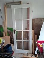 Massief houten stompe deur met glas, Doe-het-zelf en Verbouw, Ophalen, Gebruikt, Minder dan 80 cm, Binnendeur