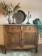 Smalle vintage houten commode met grijsbruin marmeren blad, Huis en Inrichting, Ophalen, Zo goed als nieuw