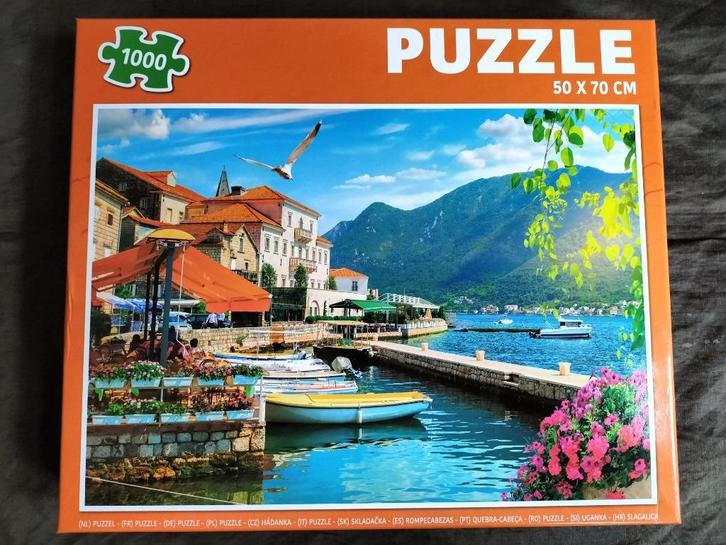 Mooie puzzel haventje en berglandschap / 1000 stukjes, Hobby en Vrije tijd, Denksport en Puzzels, Zo goed als nieuw, Legpuzzel