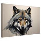 Portret hoofd wolf canvas 60x40cm - 18mm., Minder dan 50 cm, Nieuw, Print, 50 tot 75 cm