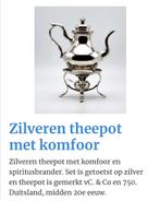 Zilveren theepot met komfoor, Antiek en Kunst, Ophalen of Verzenden