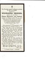Milheze  - Sambeek - Aarle Rixtel  Wilhelmina Driessen, Verzenden, Bidprentje