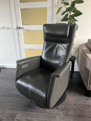 Prominent Elektrische Relaxfauteuil Grijs Leer L – Vol Optie beschikbaar voor biedingen