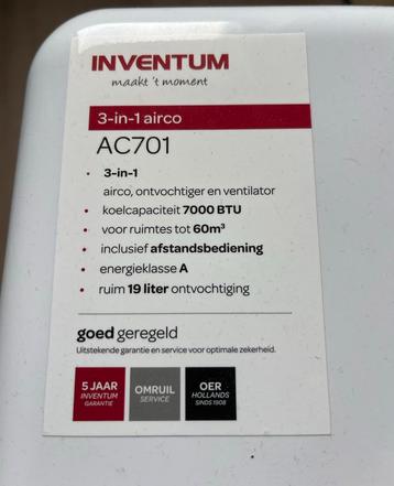 Inventum AC701 Mobiele Airco - Zo Goed Als Nieuw! beschikbaar voor biedingen