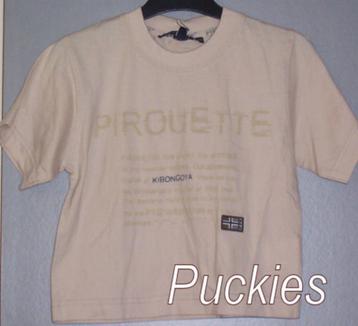 Beige Pirouette t-shirt maat 128 *NIEUW* (7386) a beschikbaar voor biedingen