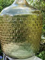 glazen kelder of mandfles + reliëf mandjespatroon (brocante), Huis en Inrichting, Woonaccessoires | Vazen, Gebruikt, 50 tot 75 cm