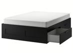 Brimnes bed 160x200 - IKEA zwart, Ophalen, Gebruikt, Zwart, Tweepersoons