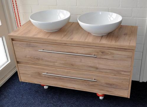 Luxe Badmeubel 120 cm – Warme Houtkleur – Volledig MDF NIEUW, Huis en Inrichting, Badkamer | Badkamermeubels, Nieuw, Wastafelkast