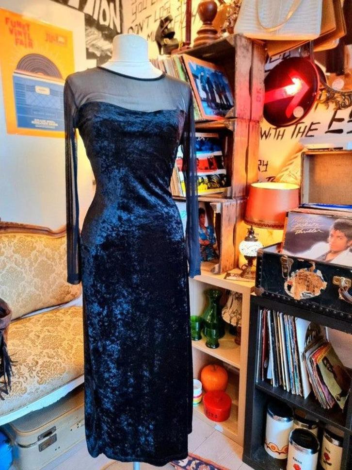 YatvaVintage: YV4425: Retro XLNT Maxi Dress, Kleding | Dames, Jurken, Gedragen, Maat 38/40 (M), Zwart, Onder de knie, Ophalen of Verzenden