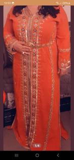 Oranje Marokkaans jurk taksita xl, Kleding | Dames, Gelegenheidskleding, Overige typen, Maat 46/48 (XL) of groter, Oranje, Ophalen of Verzenden