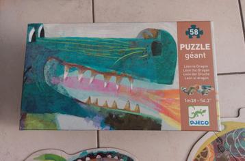 Djeco draak vloerpuzzel Leon de draak 1m38 58 stukjes beschikbaar voor biedingen