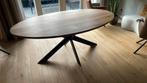 Ovale eiken eettafel 190x110 stalen kruisvoet (Blokzijl), Ophalen, 100 tot 150 cm, 200 cm of meer, Vijf personen of meer