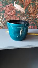Bloempot turquoise, Rond, Ophalen of Verzenden, Zo goed als nieuw, Minder dan 25 cm