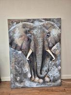 Canvas Olifant met reliëf, Ophalen of Verzenden, Schilderij, 75 cm of meer