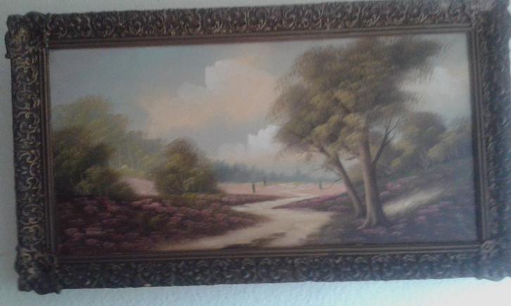 oud antiek mooi op doek geschilderd leuk olieverf landschap, Antiek en Kunst, Kunst | Schilderijen | Klassiek, Ophalen