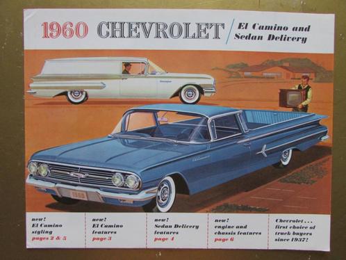 1960 CHEVROLET El Camino & Sedan Delivery folder, Engels, Boeken, Auto's | Folders en Tijdschriften, Zo goed als nieuw, Chevrolet