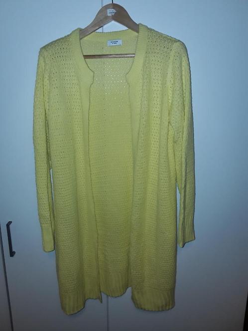 Jacqueline de Yong Geel Gehaakt Lang Vest Maat XL, Kleding | Dames, Truien en Vesten, Zo goed als nieuw, Maat 46/48 (XL) of groter