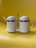 Vintage melk & suiker set Emsa jaren 70/80 design wit chroom, Overige materialen, Overige typen, Ophalen of Verzenden, Zo goed als nieuw