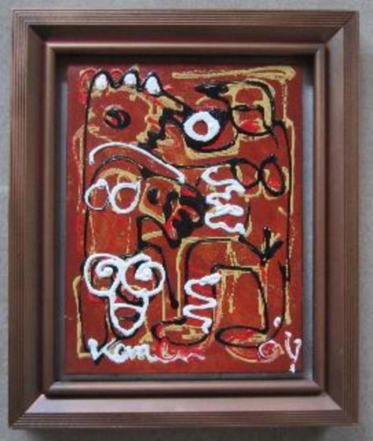 man en vrouw in abstracte omgeving==Jacob Kanbier 1949-2020, Antiek en Kunst, Kunst | Schilderijen | Modern, Ophalen of Verzenden