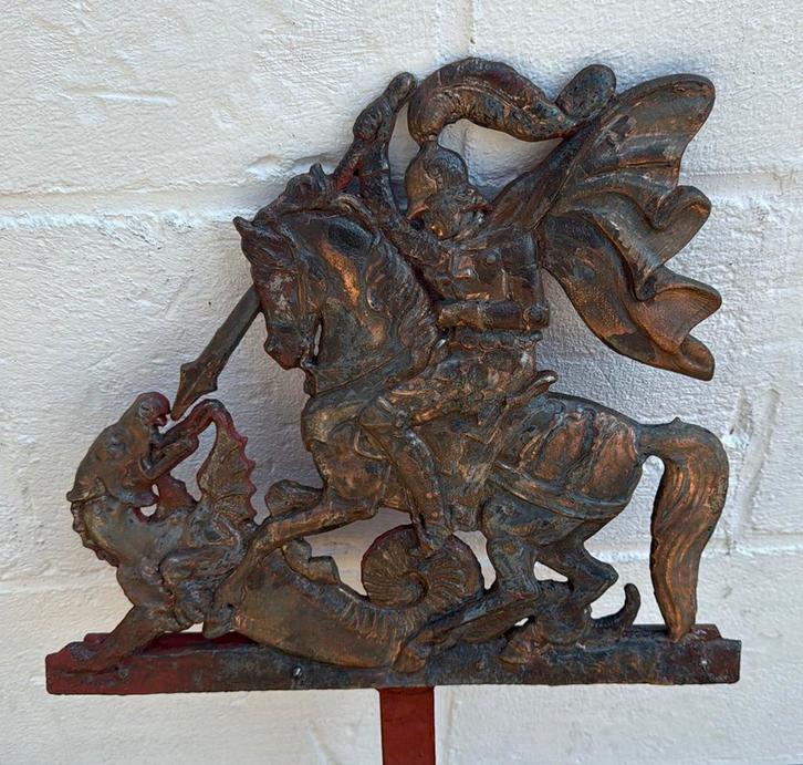 St joris en de draak gietijzer, Antiek en Kunst, Curiosa en Brocante, Ophalen of Verzenden