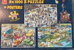 3 x 1000 puzzelstukjes en posters jan van haasteren, Hobby en Vrije tijd, Denksport en Puzzels, Ophalen of Verzenden, 500 t/m 1500 stukjes