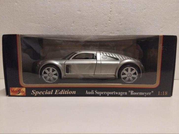 Audi Supersportwagen Rosemeyer grijs Maisto metal 1:18 KRD, Hobby en Vrije tijd, Modelauto's | 1:18, Zo goed als nieuw, Auto, Maisto