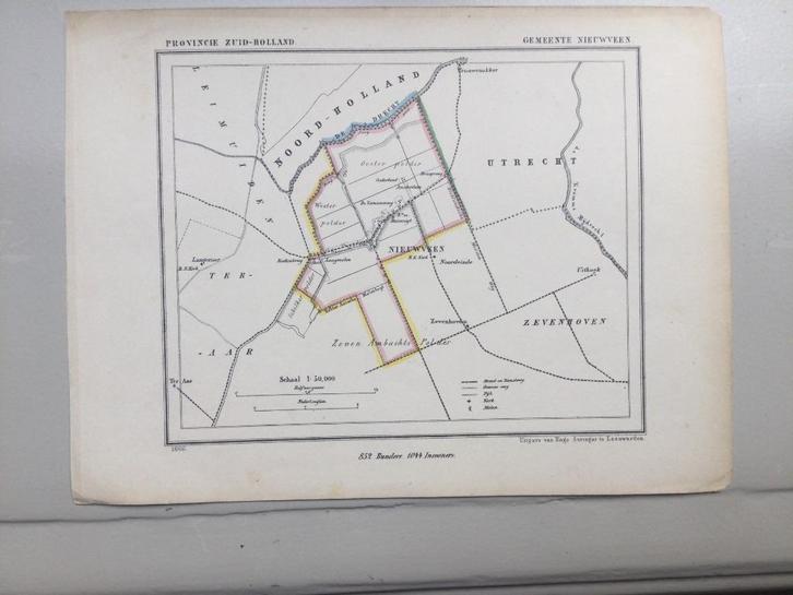 Nieuwkoop, Nieuwveen, 1866, Antiek en Kunst, Kunst | Etsen en Gravures, Verzenden