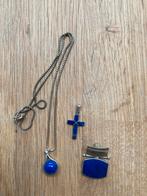 Lapis lazuli ketting met verschillende hangers, Sieraden, Tassen en Uiterlijk, Kettingen, Blauw, Ophalen of Verzenden, Zo goed als nieuw