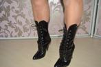 zwarte rijglaklaarsjes met hak 12 cm, mt 41, Kleding | Dames, Schoenen, Verzenden, Zwart, Lage of Enkellaarzen, Gedragen