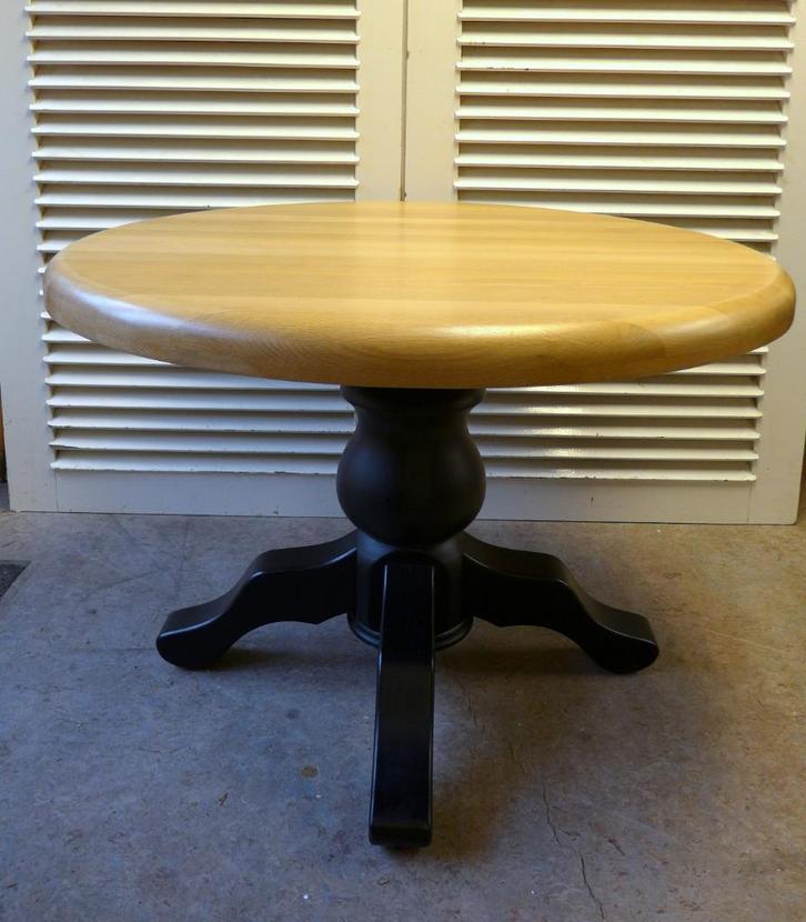 Prachtige zwarte ronde eiken eettafel, Huis en Inrichting, Tafels | Eettafels, Zo goed als nieuw, 100 tot 150 cm, 100 tot 150 cm