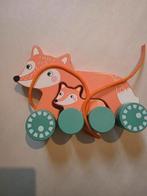 Houten trekfiguur vos met jong- baby vosje, Ophalen of Verzenden, Overige materialen