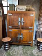 antieke ijskast koelkast kast oude houten, Verzenden