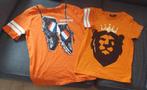 Oranje shirt met print voetbalschoenen, maat 134, Kinderen en Baby's, Kinderkleding | Maat 134, Ophalen of Verzenden, Zo goed als nieuw