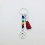 Chakra sleutelhanger met lotus en rood suède kwastje, Ophalen of Verzenden, Nieuw