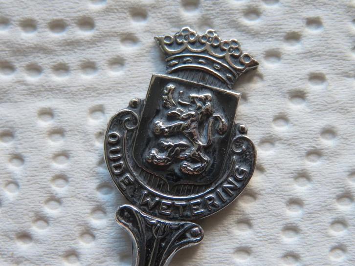 Verzilverd Lepeltje Wapen Oude Wetering, Verzamelen, Porselein, Kristal en Bestek, Nieuw, Bestek, Overige materialen, Verzilverd