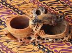 Mooie zware oude Chinese inktpot met aap en vogels 16 cm., Antiek en Kunst, Ophalen of Verzenden