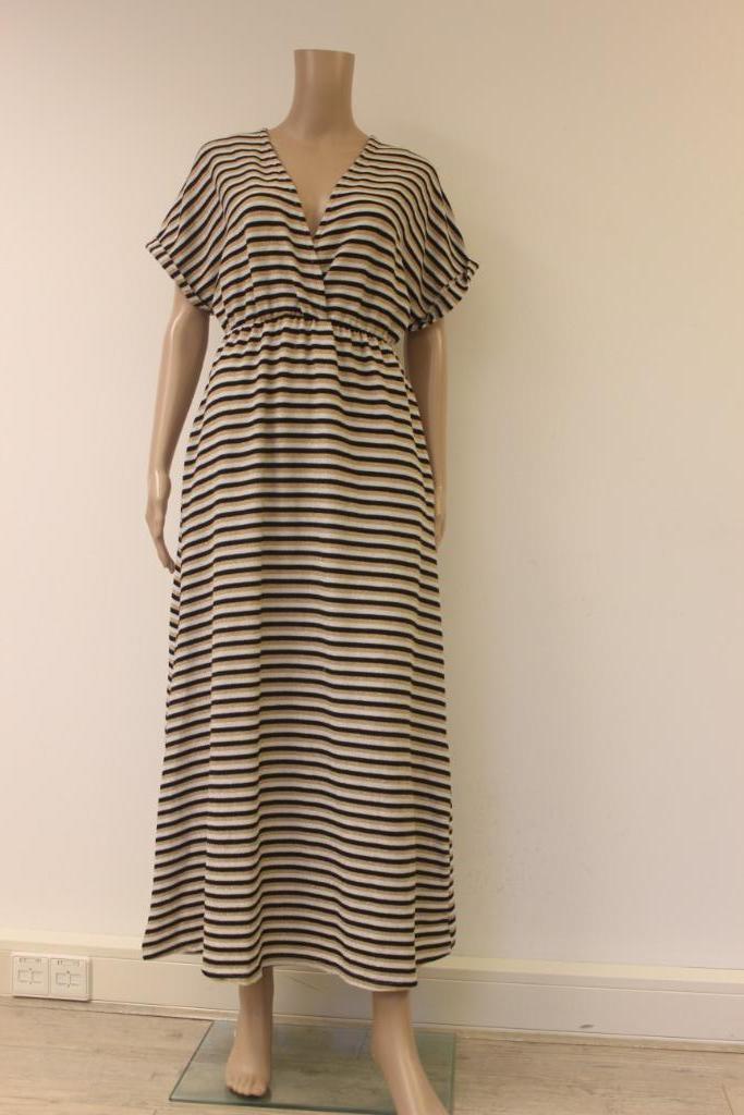 Garconne gestreepte glitterjurk one size, Kleding | Dames, Jurken, Zo goed als nieuw, Maat 38/40 (M), Zwart, Onder de knie, Ophalen of Verzenden