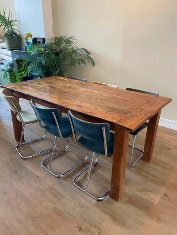 Mooie rustieke massief teakhouten tafel 180cm x 90cm, 6 pers beschikbaar voor biedingen