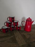 Douwe Egberts emaille kan met 6 nieuwe mokken, Ophalen of Verzenden, Overige stijlen, Kop(pen) en/of Schotel(s)