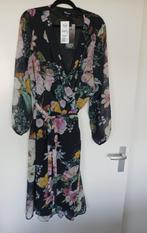 MS Mode Jurk maat 52 Zwart met bloemen Nieuw met kaartje, Zwart, Maat 46/48 (XL) of groter, Nieuw, Ophalen of Verzenden