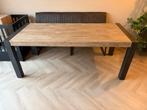 Industriële eettafel acaciahout 200cm, Ophalen, 50 tot 100 cm, Vijf personen of meer, Rechthoekig