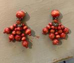 Vintage retro houten rode oorbellen oorhangers oorclips boho, Sieraden, Tassen en Uiterlijk, Oorbellen, Overige materialen, Hangers