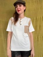 Vintage t-shirt - wit/beige - moustache - S/36, Kleding | Dames, Wit, Ophalen of Verzenden, HGV, Vintage