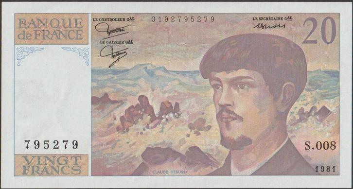 Frankrijk 20 francs 1981 XF p.151a (# 238), Postzegels en Munten, Bankbiljetten | Europa | Niet-Eurobiljetten, Los biljet, Frankrijk