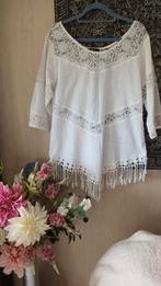 Blanc du Nil Witte blouse met kant en franjes, Maat 38/40 (M), Blanc du nil, Wit, Ophalen of Verzenden