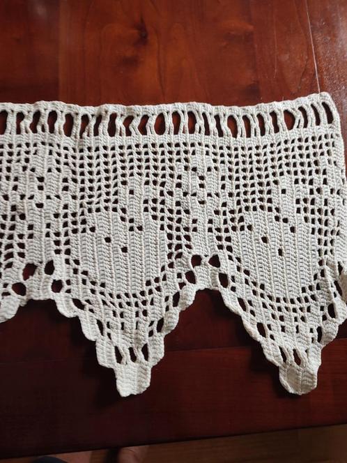 Gehaakte gordijntjes - Crème Katoen - Handgemaakt, Antiek en Kunst, Antiek | Kleden en Textiel, Ophalen