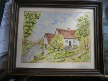 ASSEN ??, Huisjes op een helling Mooie aquarel  beschikbaar voor biedingen